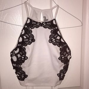 White & Black Lace Crop Top